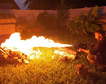 Kill Your Competition's Web Dev Director,Jason, Demonstrating the Flamethrower Giveaway.